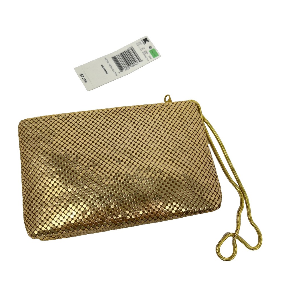 Metallic Gold Sequin Small Clutch Wristlet NEW with Vintage KMART original tag